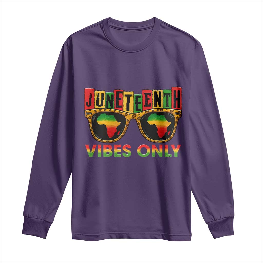 Juneteenth Vibes Only Long Sleeve Shirt Afro Pride Sunglasses Black History Celebration - African Pride