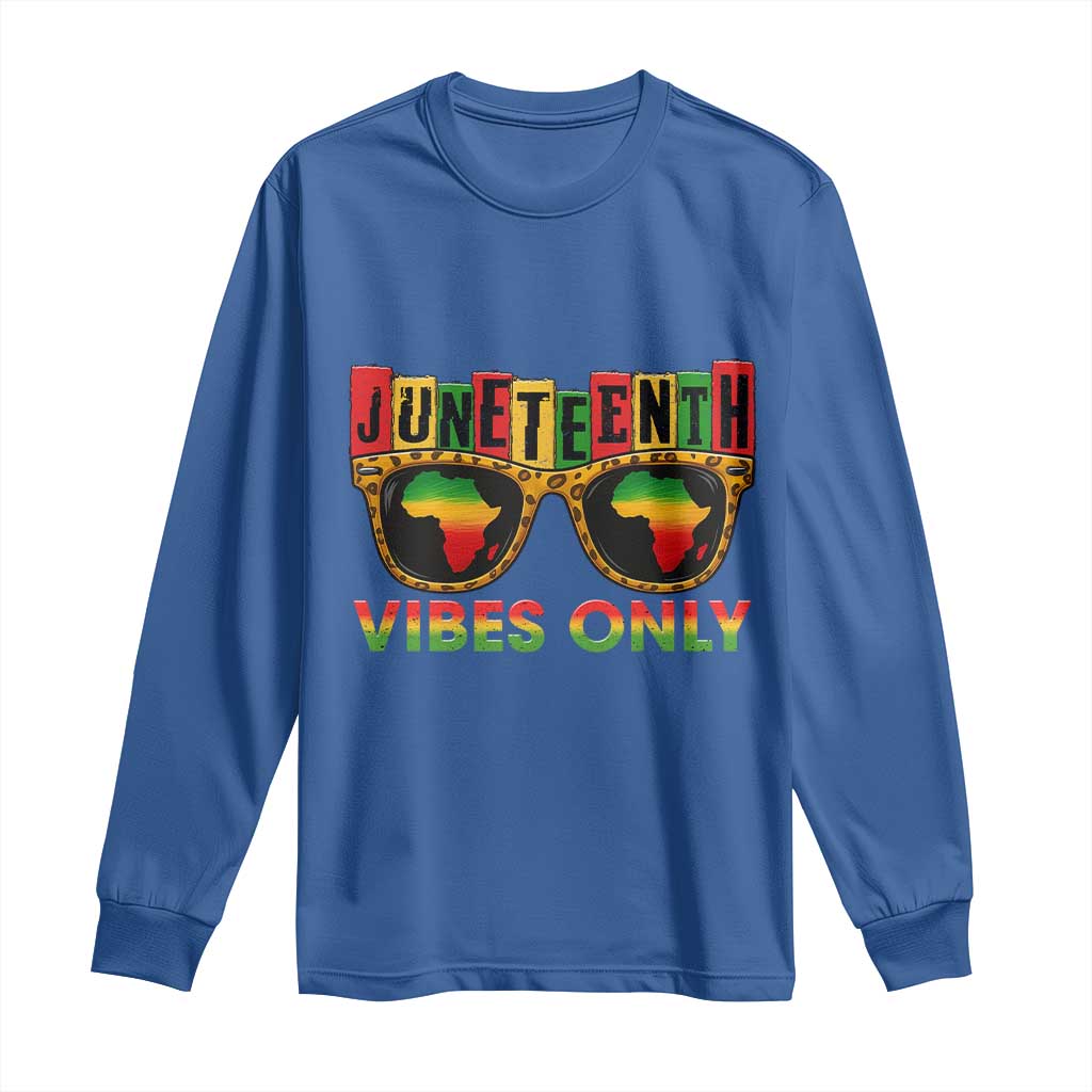 Juneteenth Vibes Only Long Sleeve Shirt Afro Pride Sunglasses Black History Celebration - African Pride