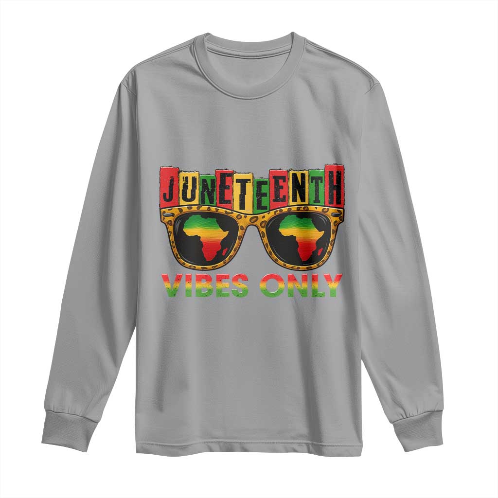 Juneteenth Vibes Only Long Sleeve Shirt Afro Pride Sunglasses Black History Celebration - African Pride
