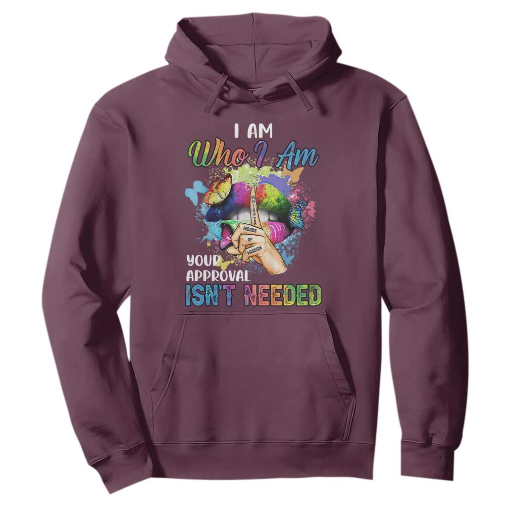 Black Queen Hoodie I Am Who I Am Your Approval Isn't Needed Colorful Butterflies
