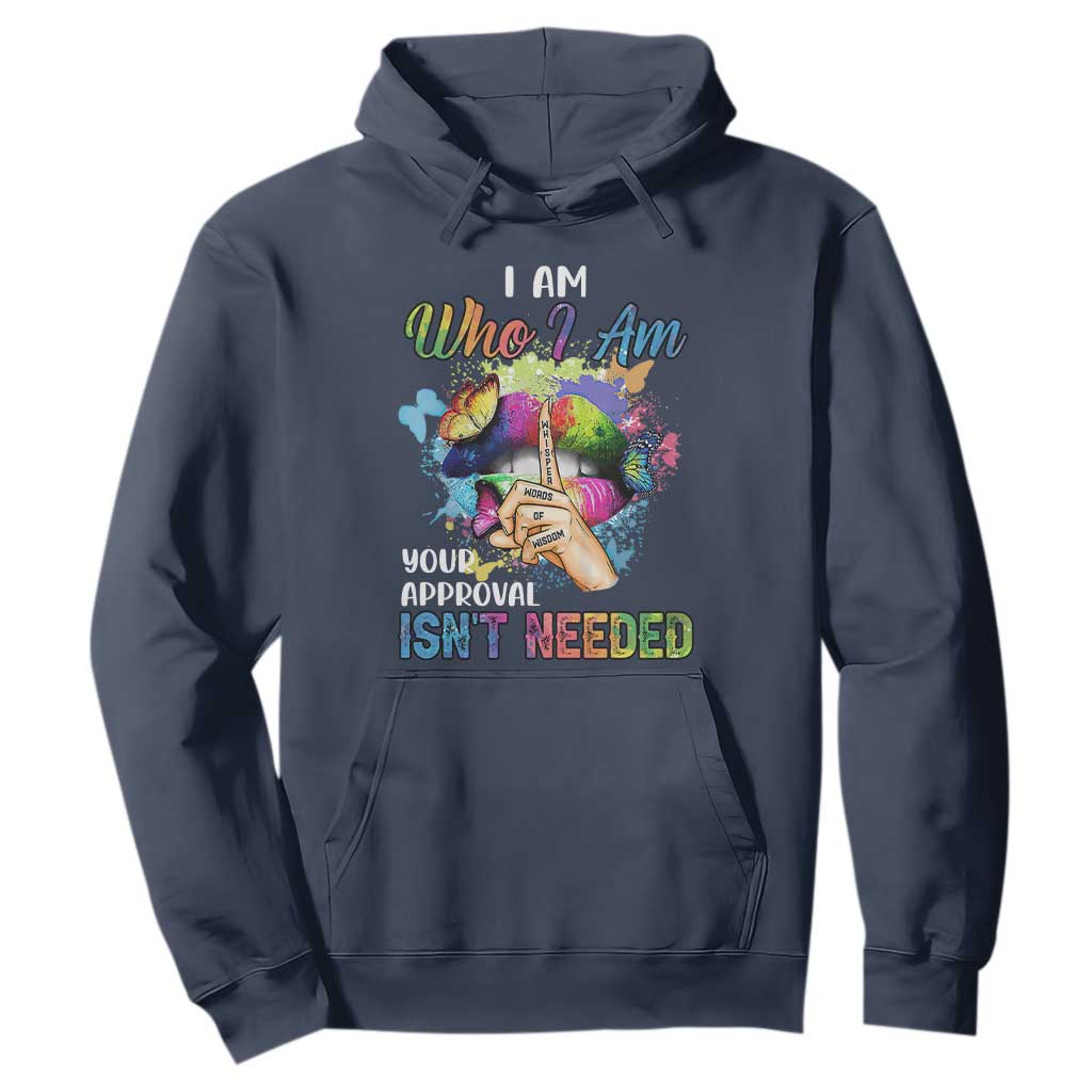 Black Queen Hoodie I Am Who I Am Your Approval Isn't Needed Colorful Butterflies