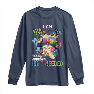 Black Queen Long Sleeve Shirt I Am Who I Am Your Approval Isn't Needed Colorful Butterflies