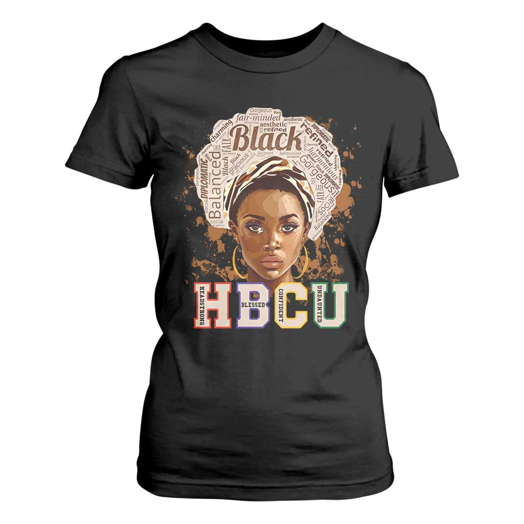 Black Educated HBCU T Shirt For Women Headstrong Blessed Confident Undaunted