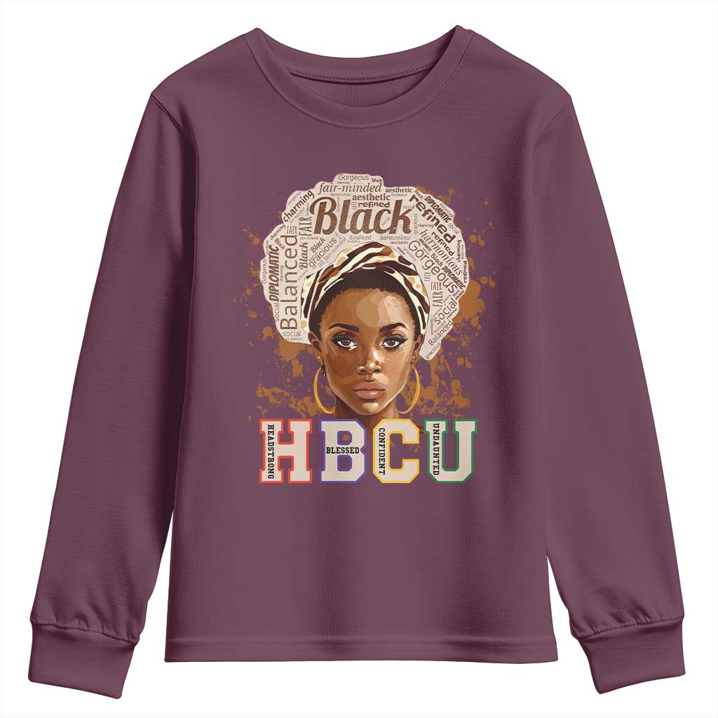 Black Educated HBCU Youth Long Sleeve Shirt Headstrong Blessed Confident Undaunted