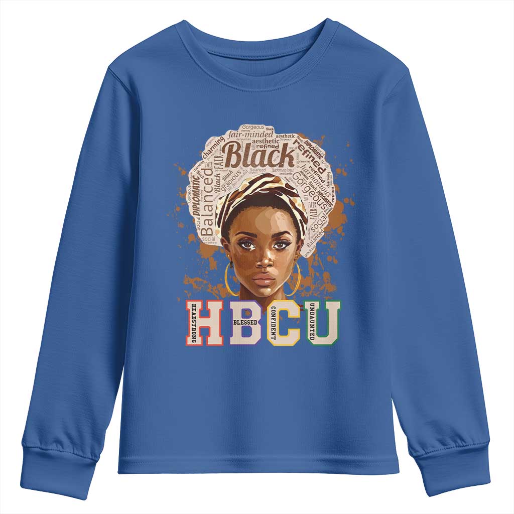 Black Educated HBCU Youth Long Sleeve Shirt Headstrong Blessed Confident Undaunted