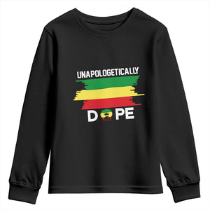 Black History Month Youth Long Sleeve Shirt Unapologetically Dope Melanin Afro Black Pride
