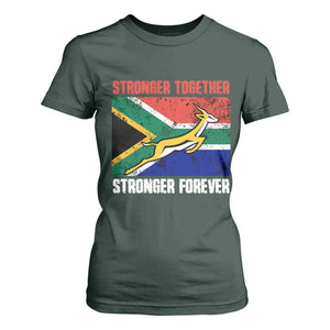 South Africa Rugby Springboks T Shirt For Women Stronger Together Stronger Forever Go Bokke