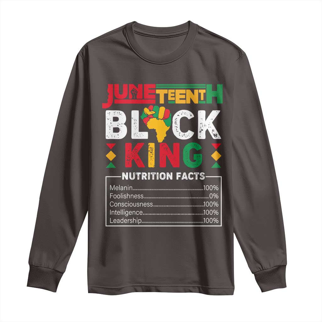 Funny Black King Nutrition Facts Long Sleeve Shirt African American