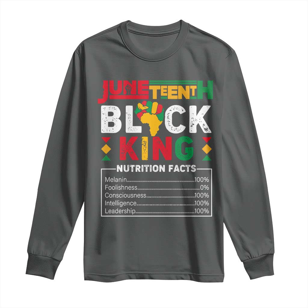 Funny Black King Nutrition Facts Long Sleeve Shirt African American