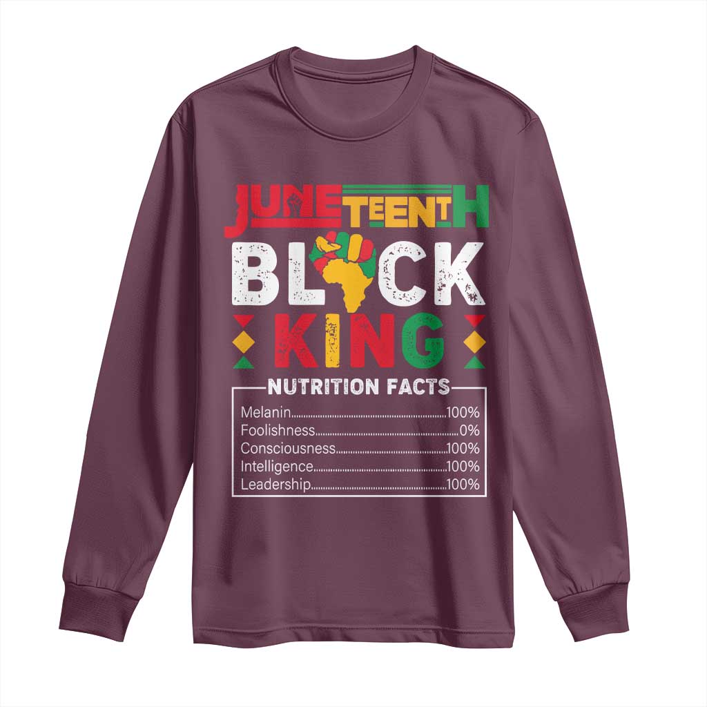 Funny Black King Nutrition Facts Long Sleeve Shirt African American