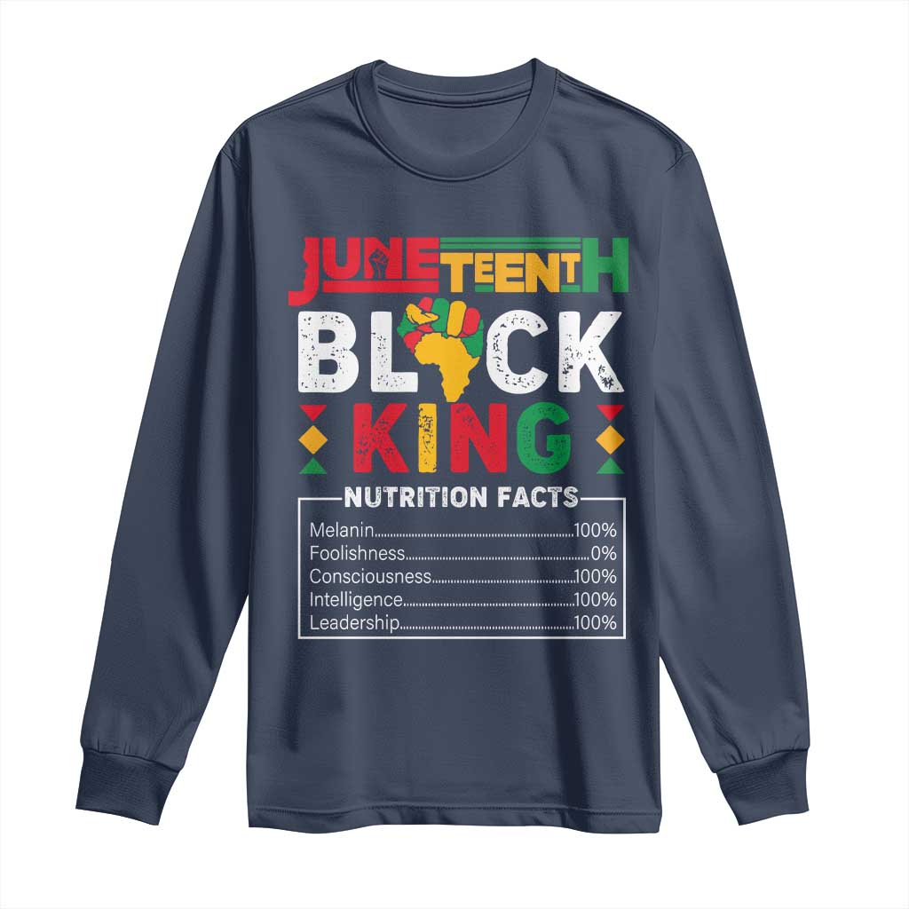Funny Black King Nutrition Facts Long Sleeve Shirt African American