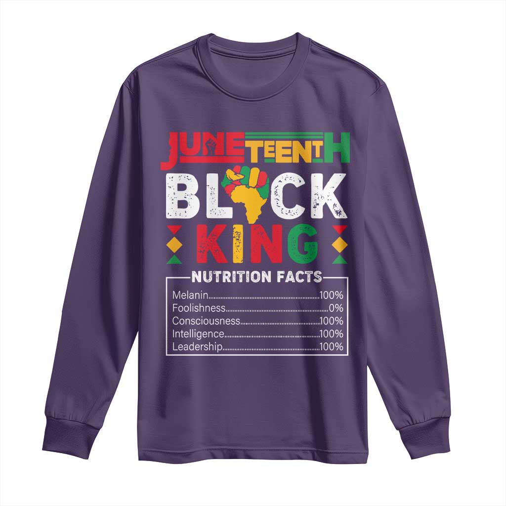 Funny Black King Nutrition Facts Long Sleeve Shirt African American