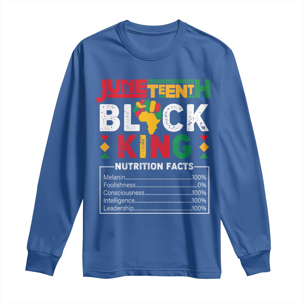 Funny Black King Nutrition Facts Long Sleeve Shirt African American
