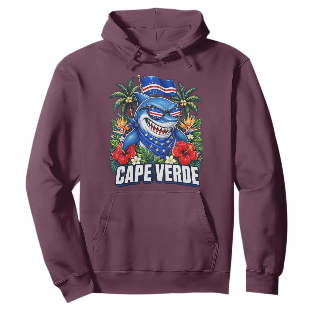 Cape Verde Cool Blue Shark Tropical Graphic Hoodie Cabo Verde Paradise Verdean Soccer Football Fans