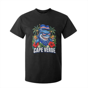Cape Verde Cool Blue Shark Tropical Graphic T Shirt For Kid Cabo Verde Paradise Verdean Soccer Football Fans