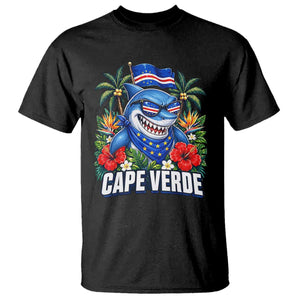 Cape Verde Cool Blue Shark Tropical Graphic T Shirt Cabo Verde Paradise Verdean Soccer Football Fans