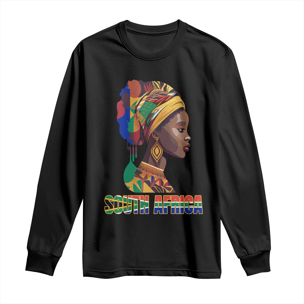 South Africa Pride Long Sleeve Shirt Black African Woman