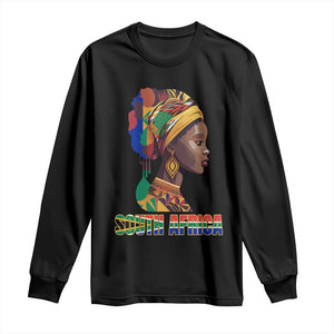 South Africa Pride Long Sleeve Shirt Black African Woman