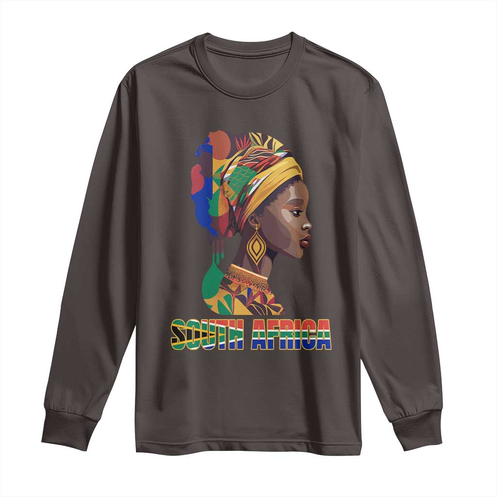 South Africa Pride Long Sleeve Shirt Black African Woman