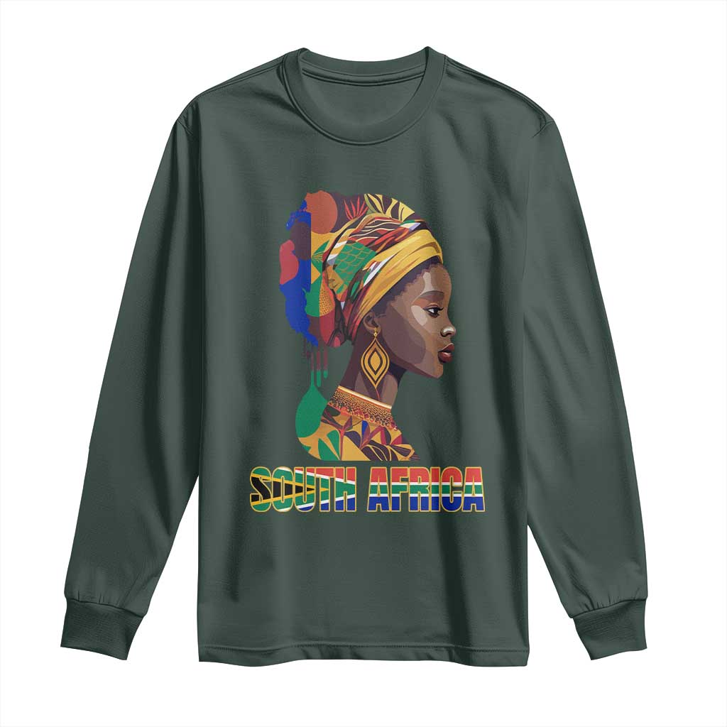 South Africa Pride Long Sleeve Shirt Black African Woman