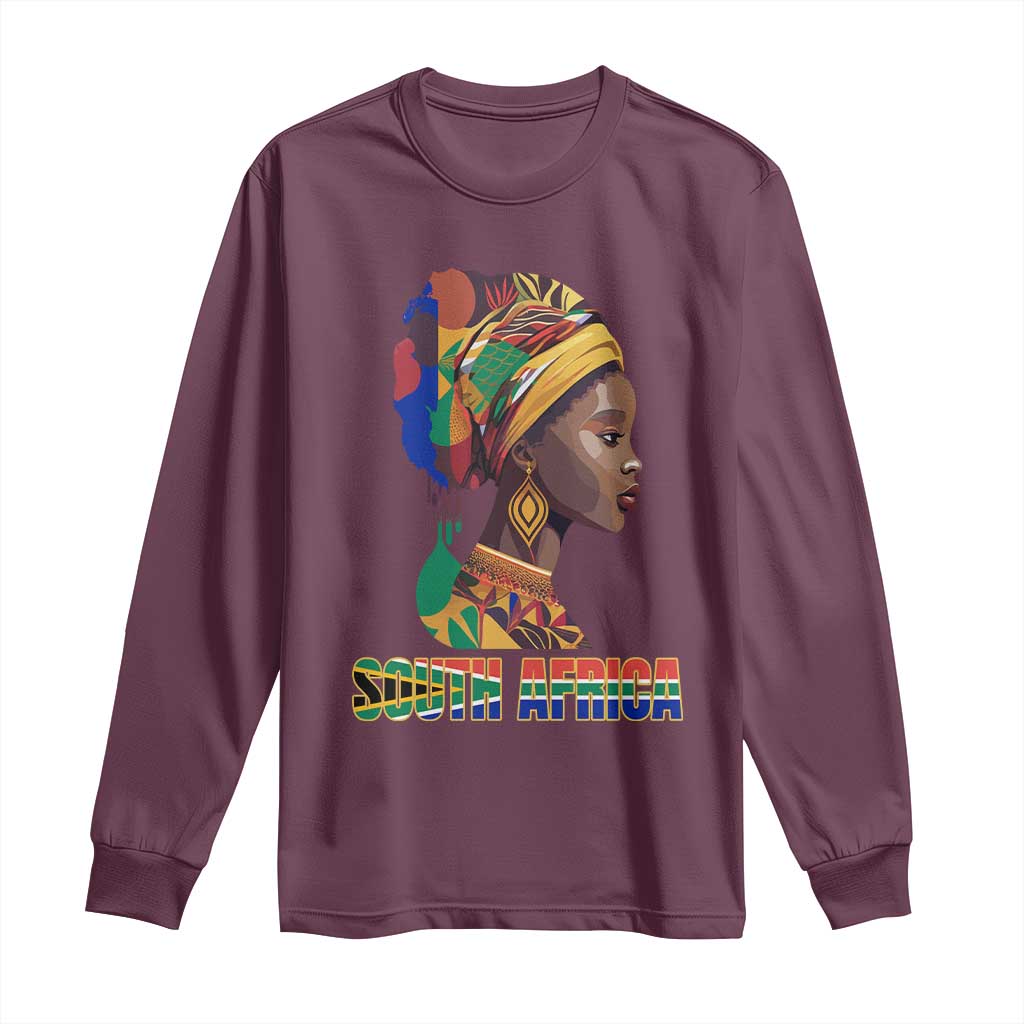 South Africa Pride Long Sleeve Shirt Black African Woman