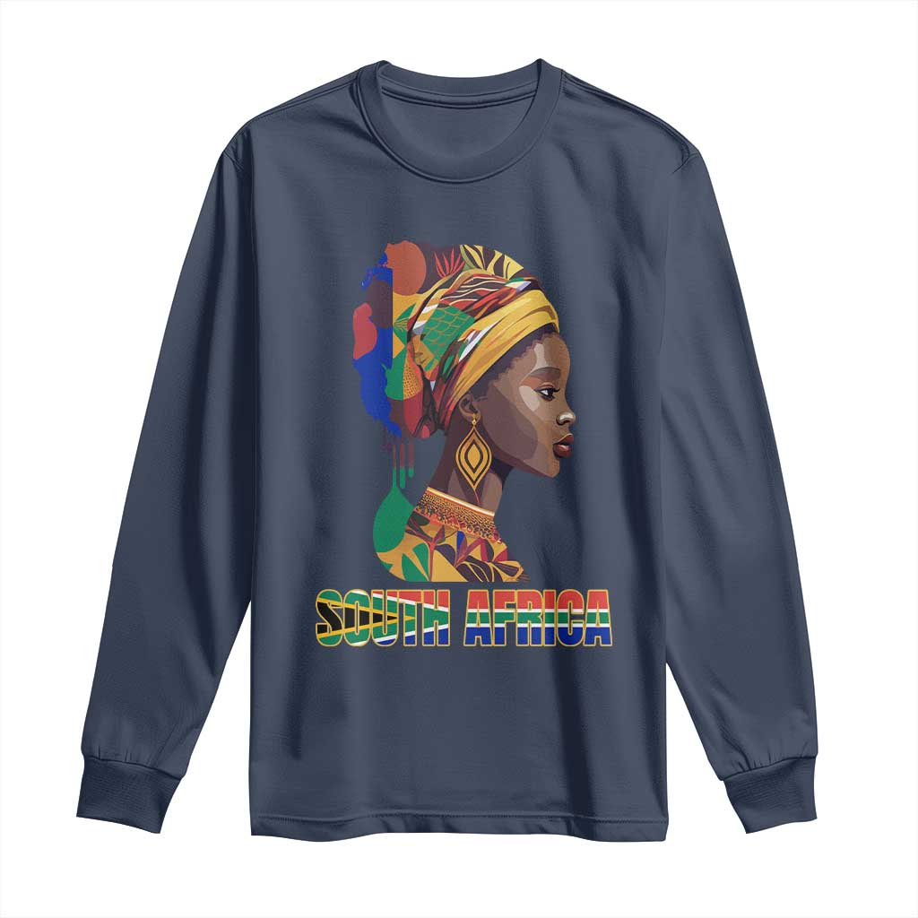 South Africa Pride Long Sleeve Shirt Black African Woman
