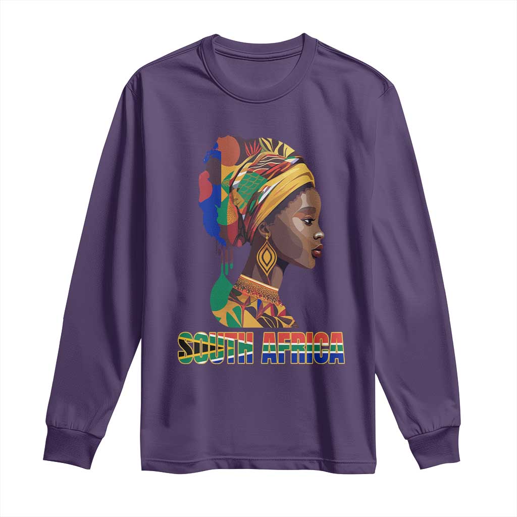 South Africa Pride Long Sleeve Shirt Black African Woman
