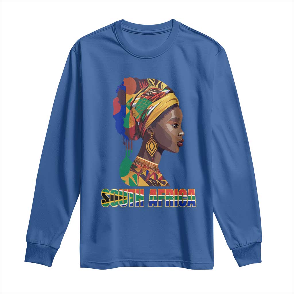 South Africa Pride Long Sleeve Shirt Black African Woman