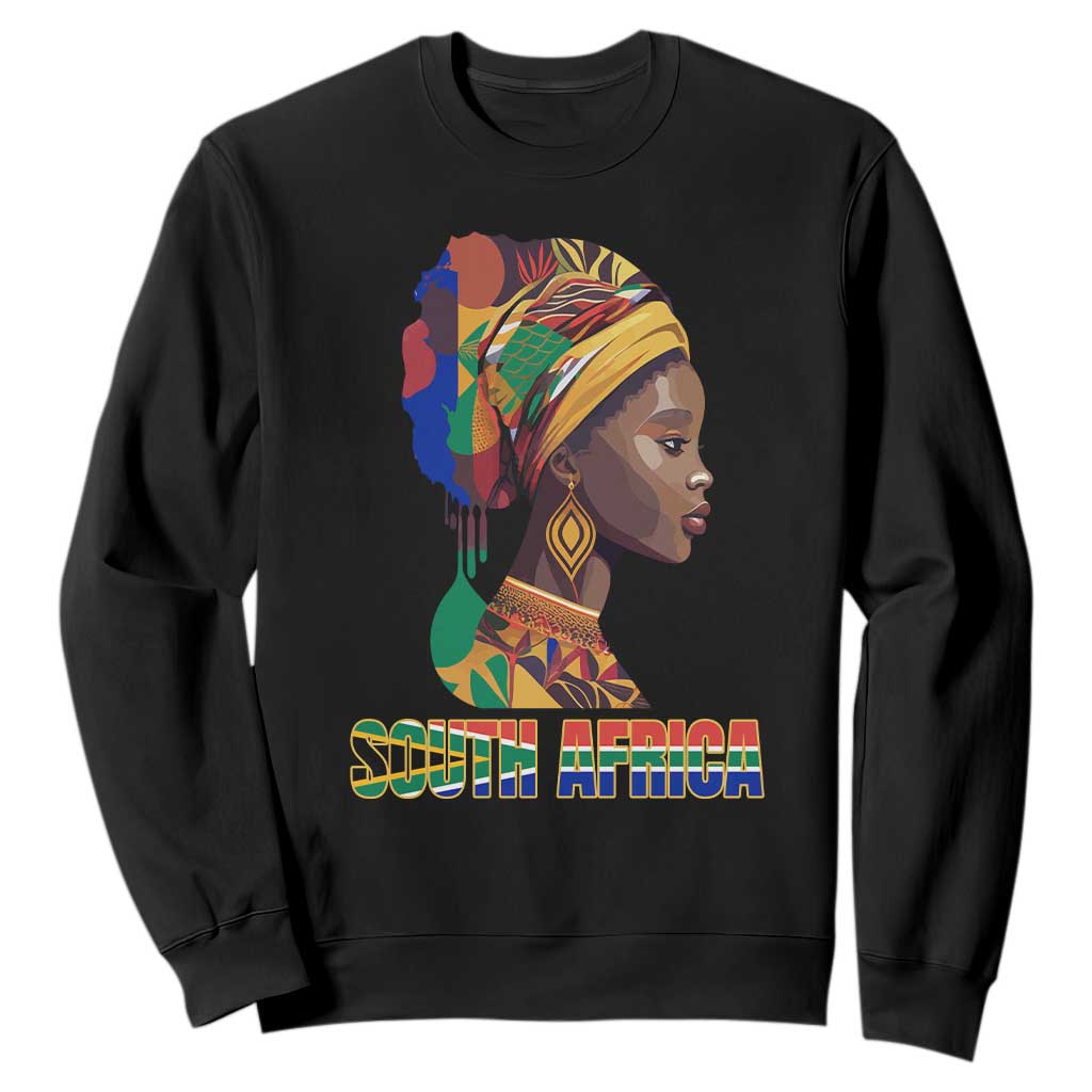 South Africa Pride Sweatshirt Black African Woman