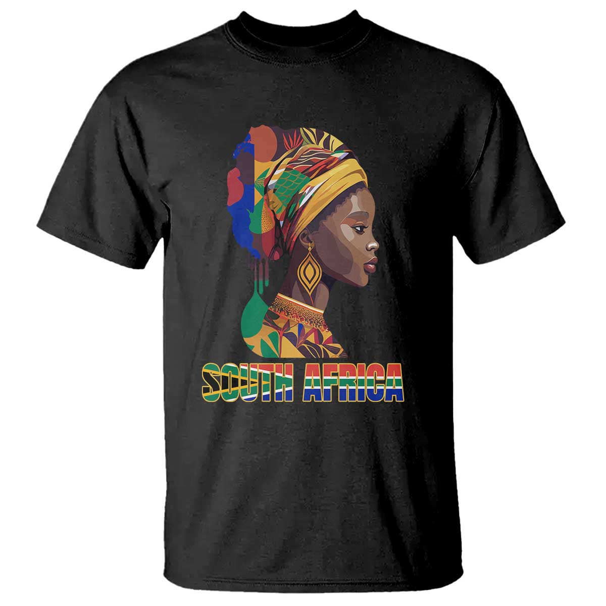 South Africa Pride T Shirt Black African Woman