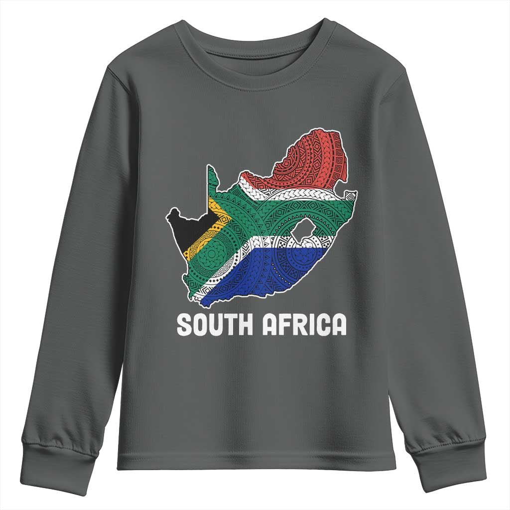 South Africa Pride Youth Long Sleeve Shirt South African Flag Map