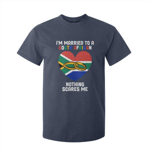 Funny South Africa T Shirt For Kid I'm Married To A South African Nothing Scares Me