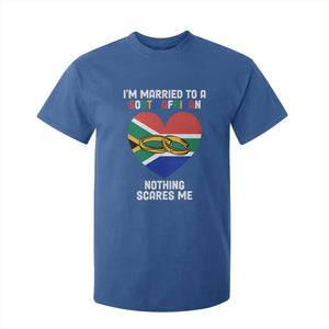 Funny South Africa T Shirt For Kid I'm Married To A South African Nothing Scares Me