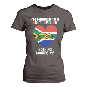 Funny South Africa T Shirt For Women I'm Married To A South African Nothing Scares Me