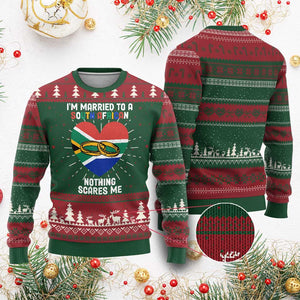 Funny South Africa Knit Sweatshirt I'm Married To A South African Nothing Scares Me