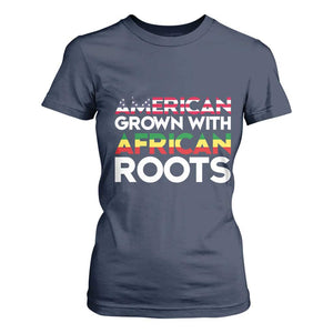 African American Roots T Shirt For Women American Grown With African Roots US Flag