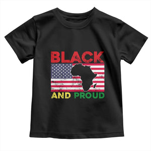 African American Baby Shirt Black And Proud US Flag Africa Map