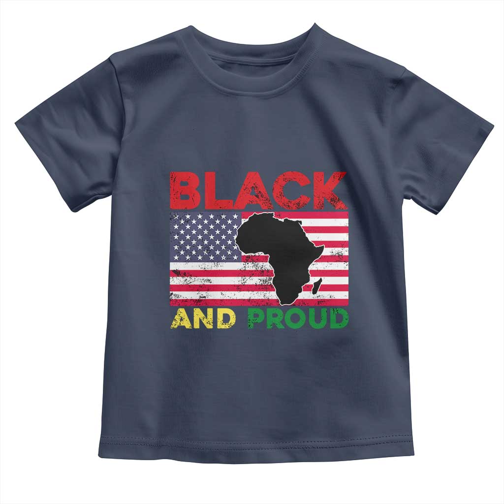 African American Baby Shirt Black And Proud US Flag Africa Map