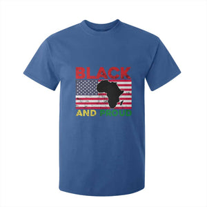 African American T Shirt For Kid Black And Proud US Flag Africa Map