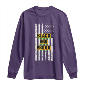 African American Long Sleeve Shirt Black And Proud US Flag BHM