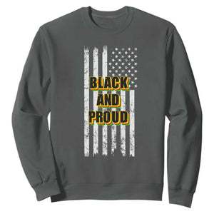 African American Sweatshirt Black And Proud US Flag BHM