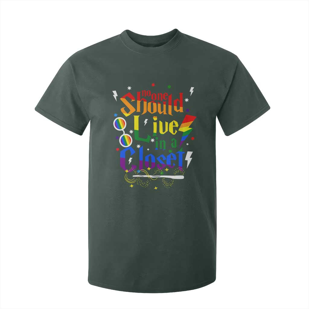 No One Should Live in a Closet T Shirt For Kid LGBTQ+ Pride Empowerment Ally