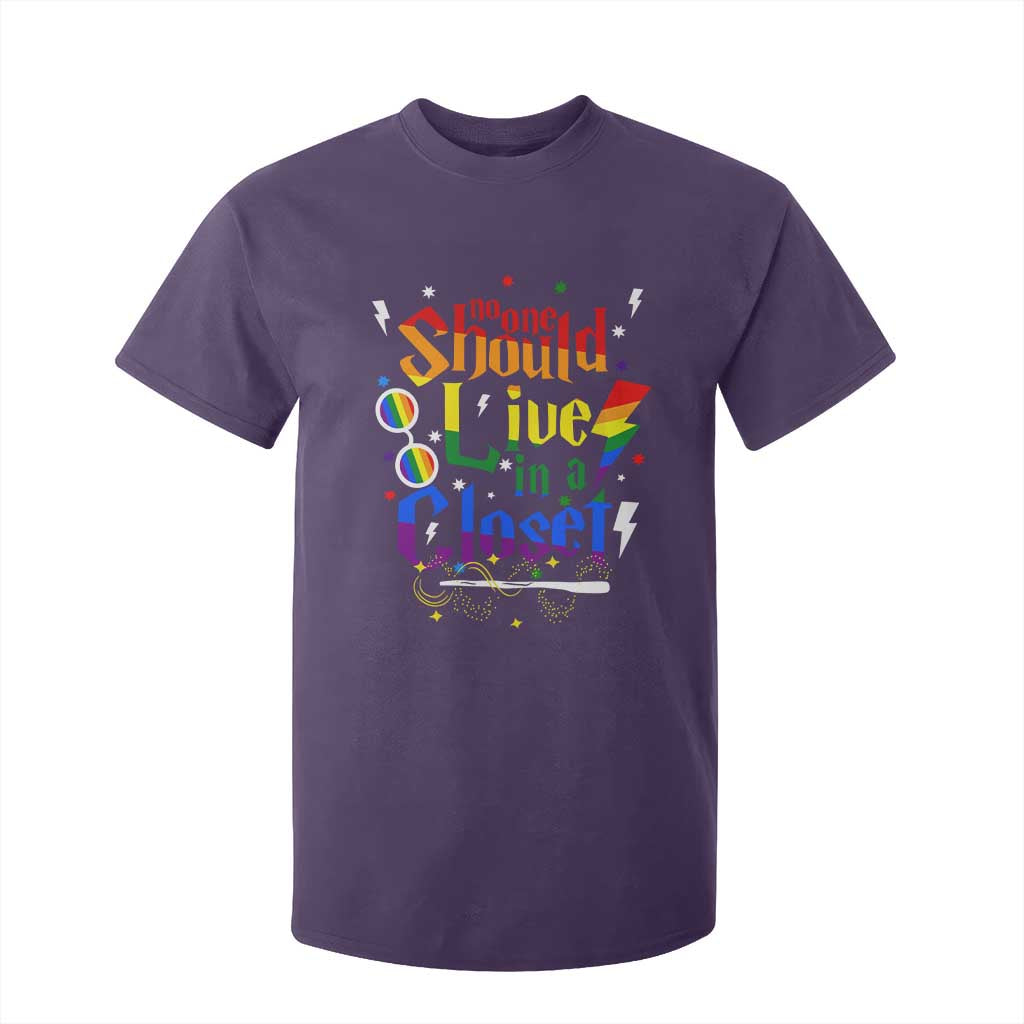 No One Should Live in a Closet T Shirt For Kid LGBTQ+ Pride Empowerment Ally