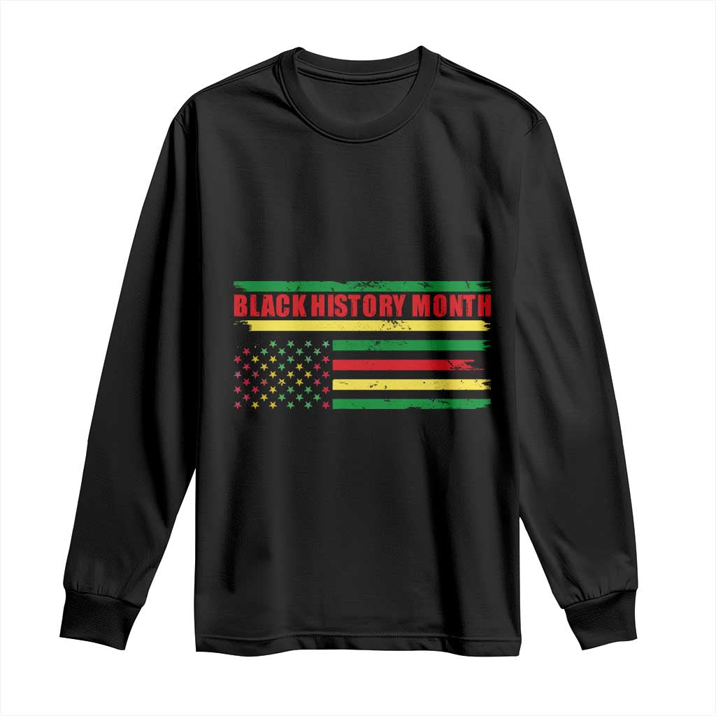 Black History Month Long Sleeve Shirt African American Pride US Flag