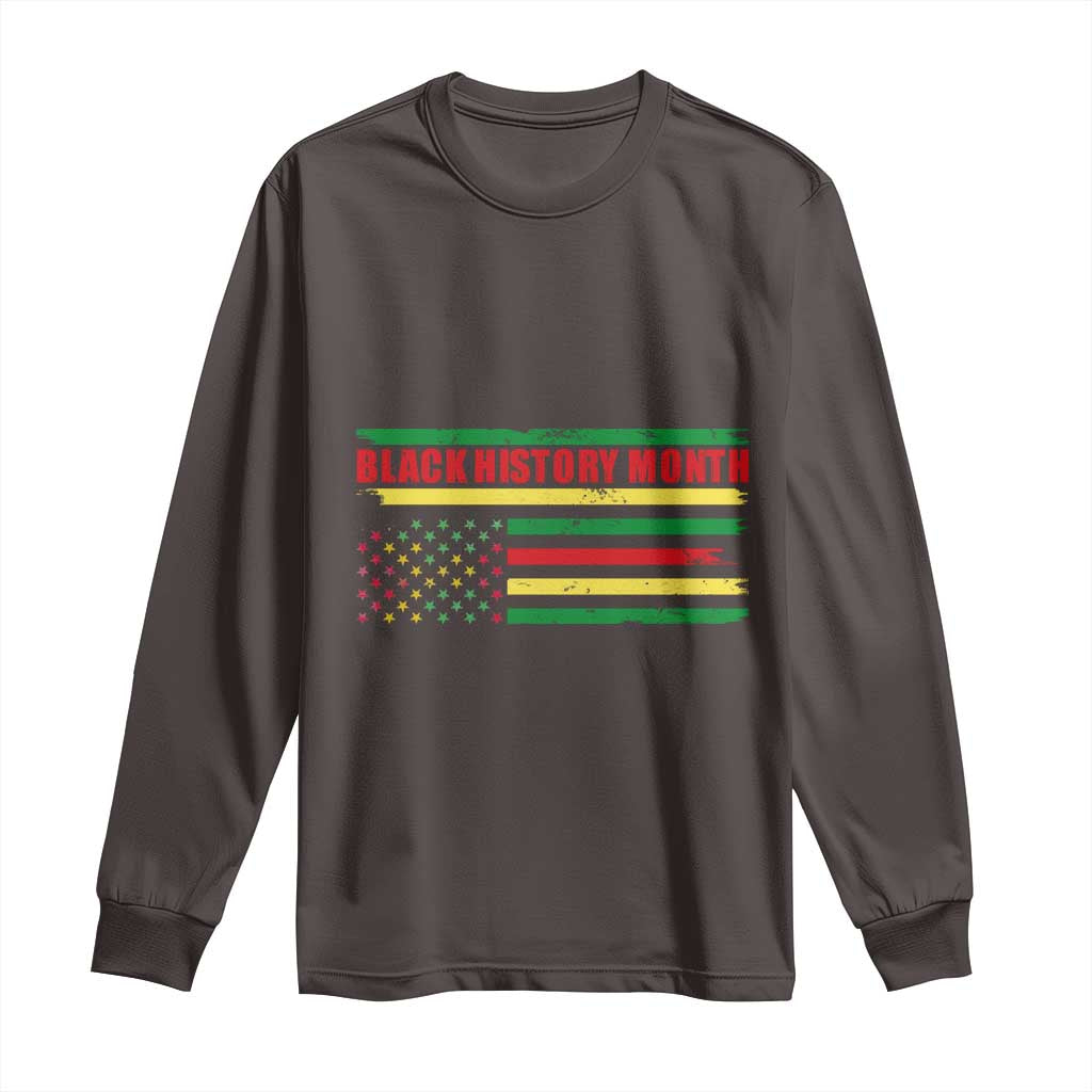 Black History Month Long Sleeve Shirt African American Pride US Flag