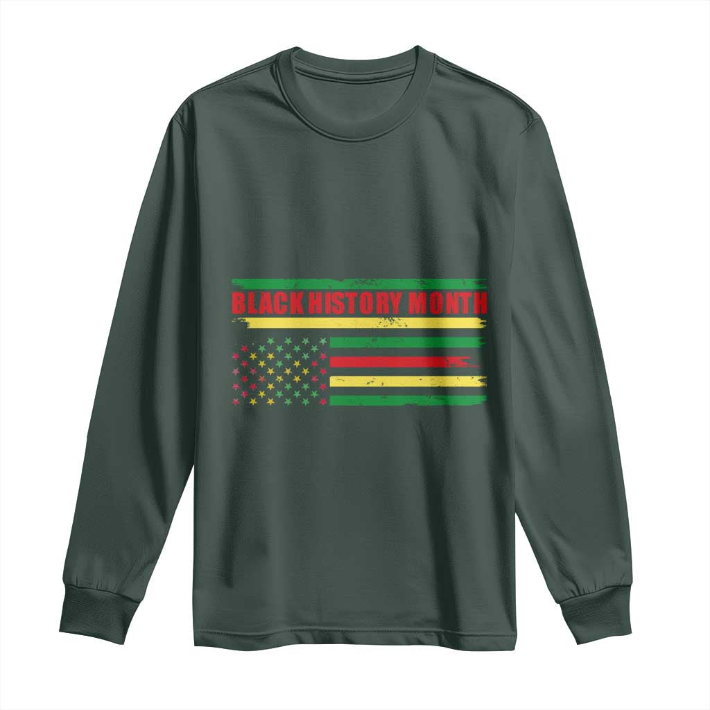 Black History Month Long Sleeve Shirt African American Pride US Flag