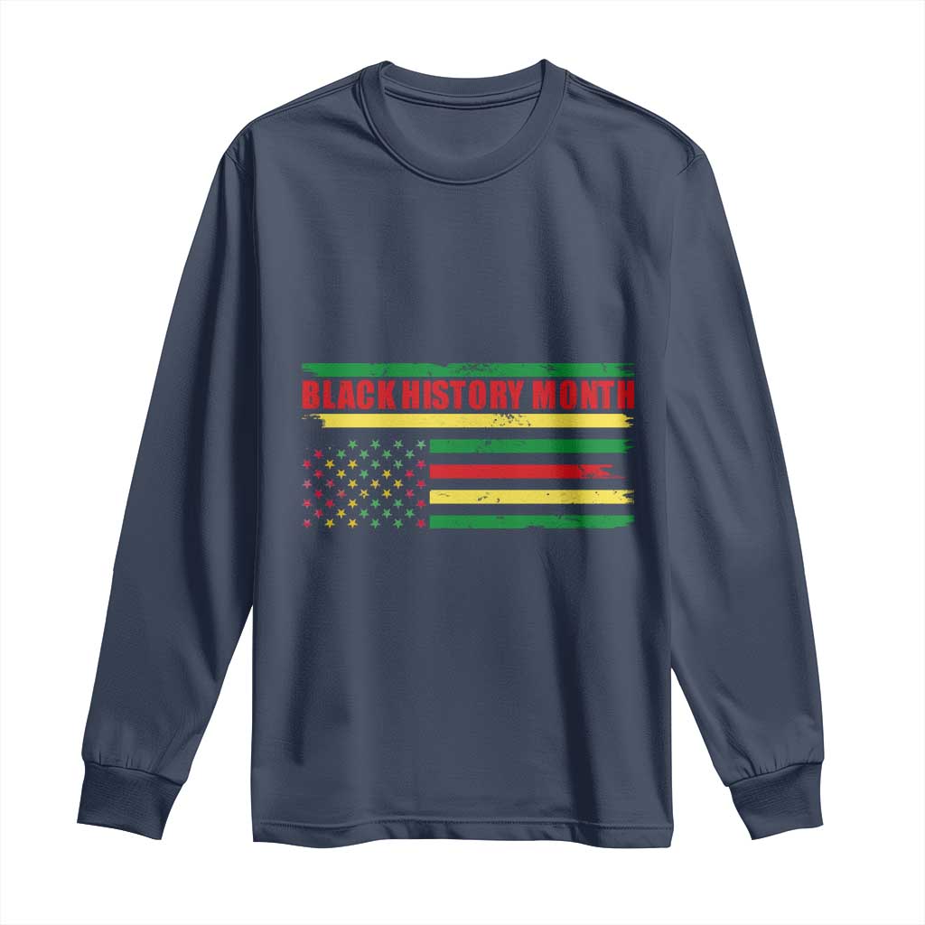 Black History Month Long Sleeve Shirt African American Pride US Flag