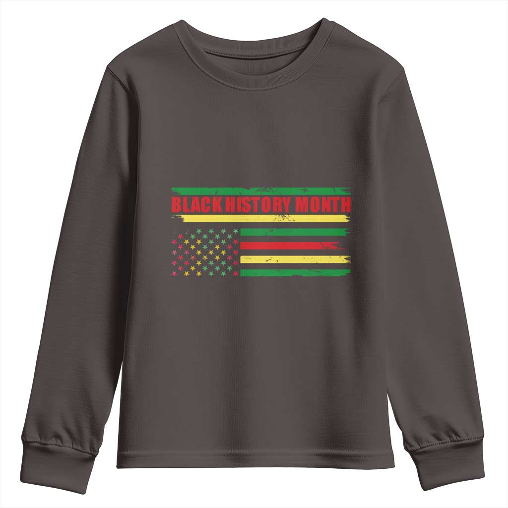 Black History Month Youth Long Sleeve Shirt African American Pride US Flag