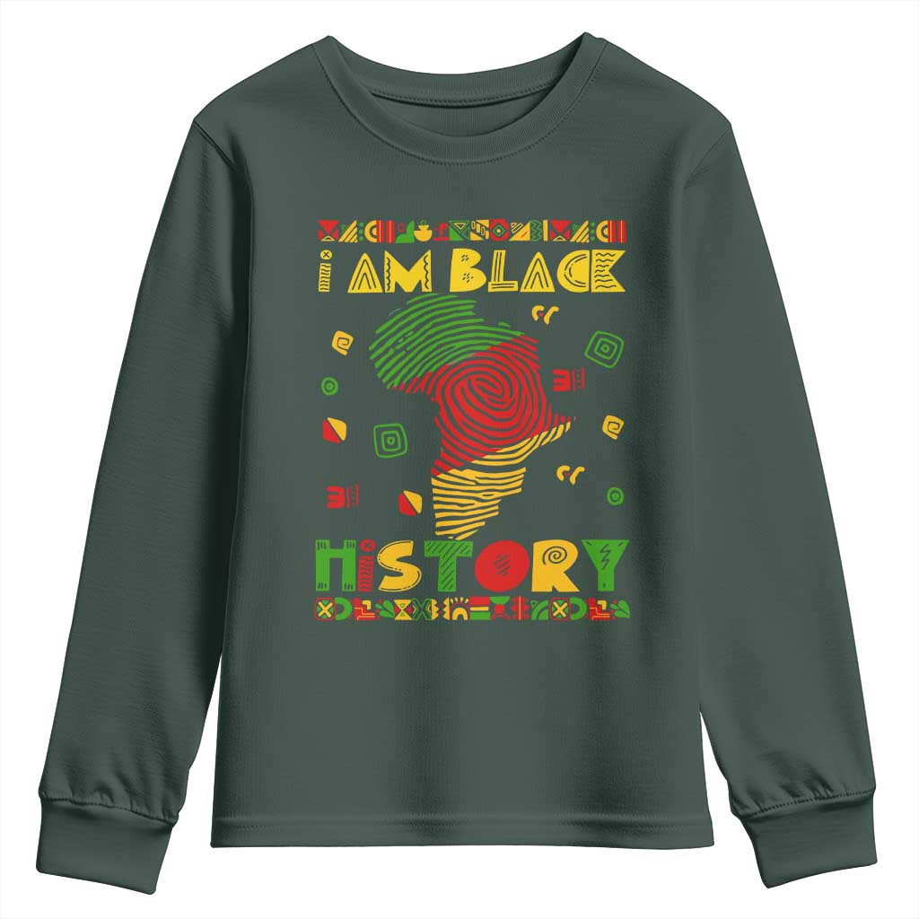 I Am Black History Youth Long Sleeve Shirt African American Pride Kente