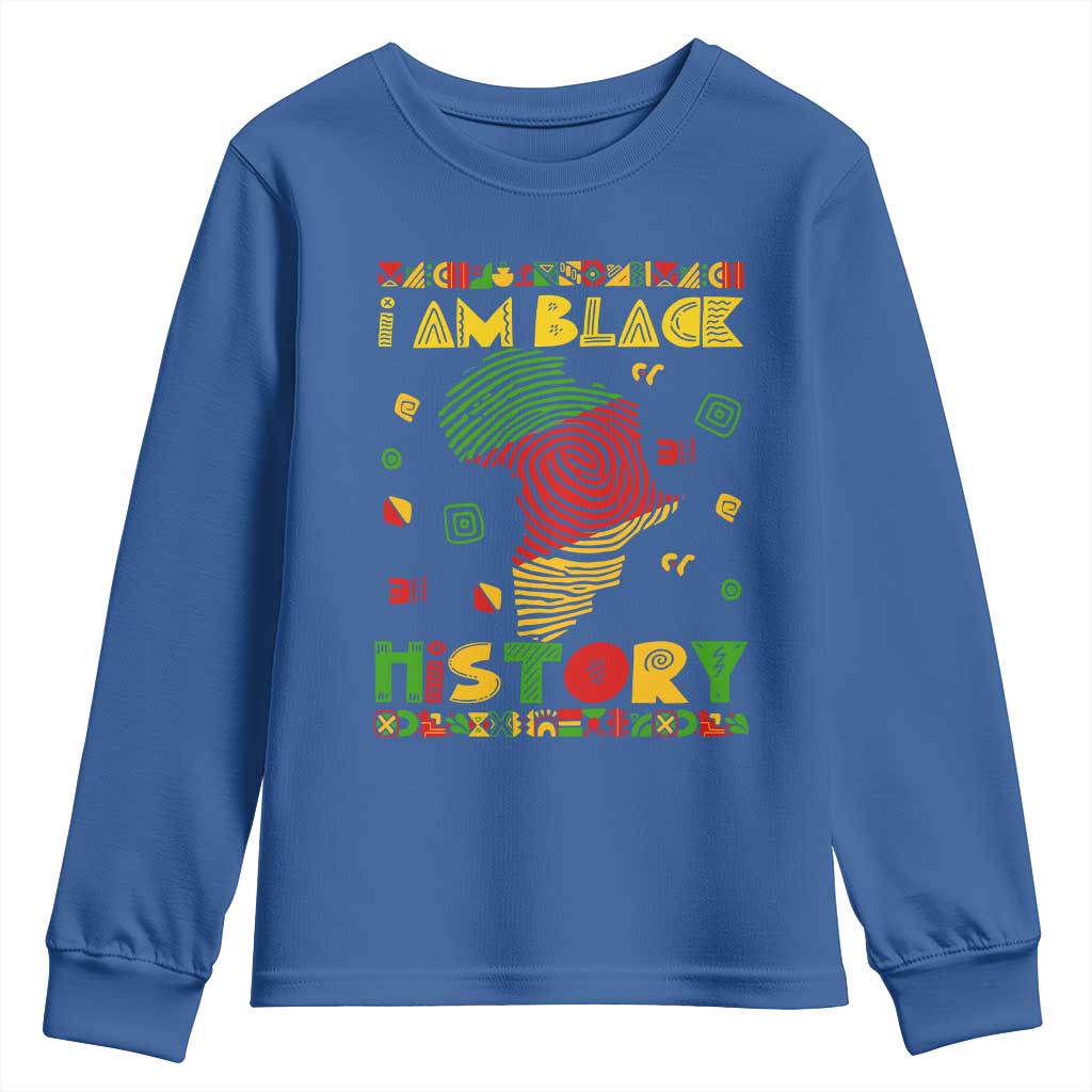 I Am Black History Youth Long Sleeve Shirt African American Pride Kente
